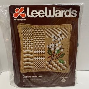 Vintage LeeWards Pussy Willow Sampler Pillow Needlepoint Kit Art No. 20368